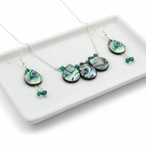 Set delicat din argint, sidef Paua si cristale Swarovski