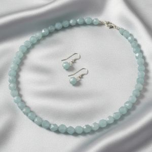 Set din acvamarin fatetat si argint