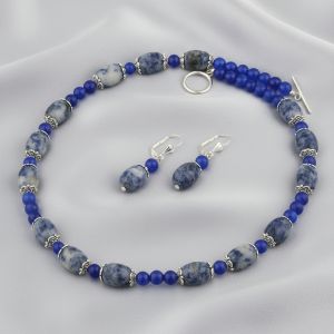 Set din agat blue spot si jad albastru