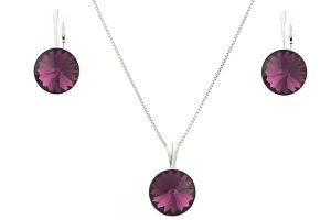 Set din argint si Swarovski Amethyst