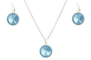 Set din argint si Swarovski Aquamarine