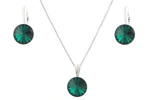 Set din argint si Swarovski Emerald