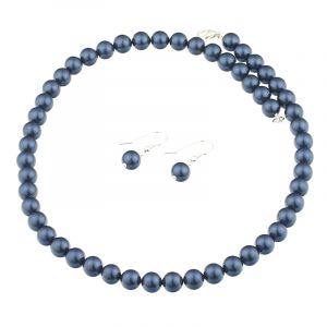 Set din perle de Mallorca albastre