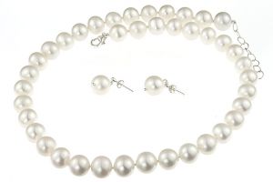 Set perle naturale albe 10 - 11 mm, calitate AA+ si argint