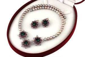 Set perle de cultura lila si cristale Swarovski
