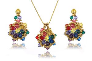 Set Rainbow din cristale Swarovski si argint placat 18K