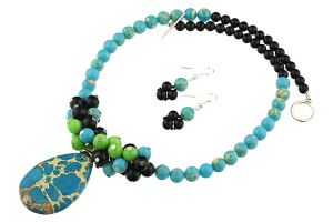 Set jasp imperial, jad verde si agat negru