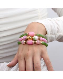 Bratara multisir din jad si elemente placate cu aur 18k