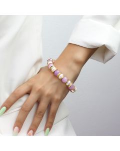 Bratara "Pastel Purple" din perle de Mallorca si cuart