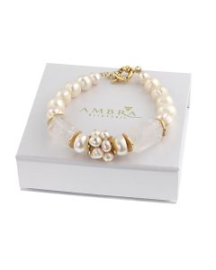 Bratara "Snow White" din perle naturale si cuart
