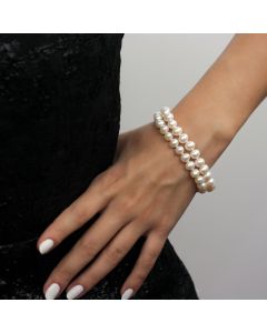 Bratara doua siraguri din perle naturale 6 - 8 mm AAA si argint