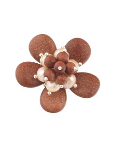 Brosa din Goldstone si perle naturale
