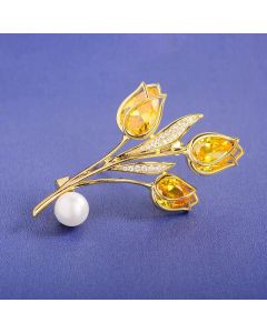 Brosa "Yellow Splendour" din cristale