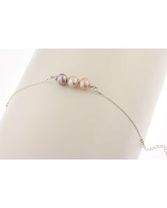 Bratara din argint si perle naturale multicolore 9 - 10mm, calitate AAA