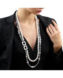 Colier exclusivist din perle de Mallorca si rhinestone