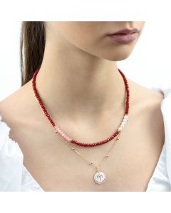 Set doua coliere "Berbec" din perle naturale, jad si sidef