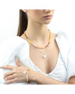 Set doua coliere "Leu" din perle naturale, jad si sidef