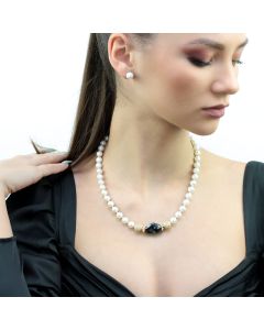 Colier din perle de Mallorca si rhinestone