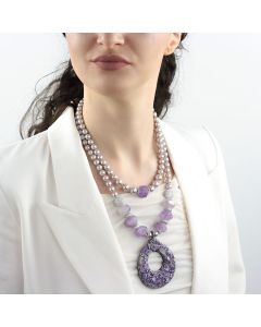 Colier "Equilibrum" din perle de Mallorca si ametist