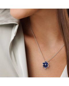 Colier "Sapphire flower" din argint si cristale