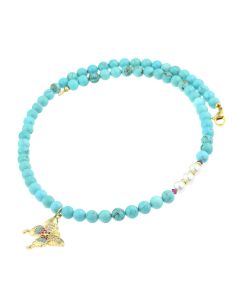 Colier "Butterfly Whispers" din turcoaz si perle