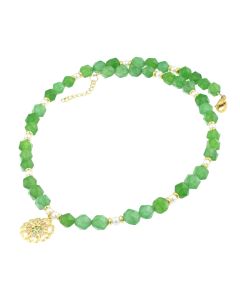 Colier "Clover's Embrace" din jad si perle