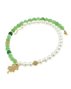 Colier "Aether green" din peridot si perle