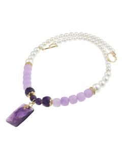 Colier "Purple velvet" din  jad, ametist si perle