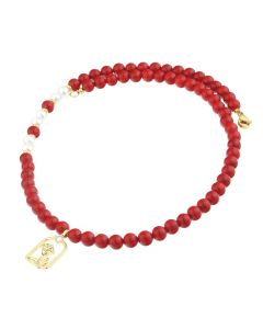 Colier "Enchanted Rose" din jad  si perle de Mallorca