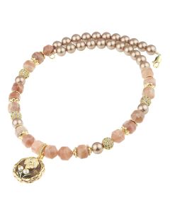 Colier "Gilded Beauty" din perle de Mallorca si piatra lunii