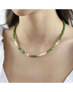 Colier "Forest Nymph" din jad si perle naturale