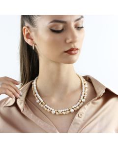Set doua coliere "Sahara" din sidef si perle naturale