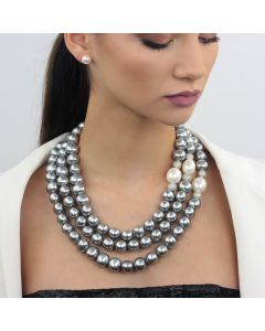Colier exclusivist din perle de Mallorca, rhinestone si argint