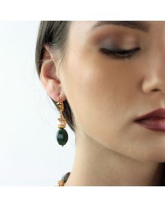Cercei "Deep Into The Woods" din agat indian si perle naturale