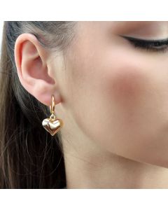 Cercei "Goldie hearts", placati cu aur 18k