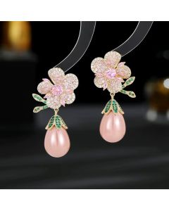 Cercei "Pink Garden" din cristale