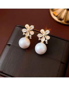 Cercei "Sparkling Flowers" placati cu aur