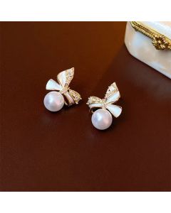 Cercei "Pretty Bows" placati cu aur
