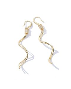 Cercei "Infinity Gold" din argint si cristale