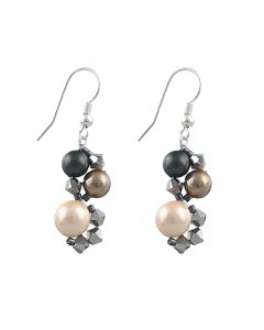 Cercei din perle de Mallorca, cristale Swarovski si argint