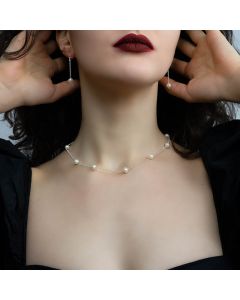 Set delicat din argint si perle naturale albe