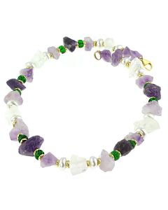 Colier "Northern Lights" din ametist, cuart si perle de Mallorca