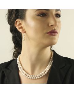 Set perle naturale albe 7 - 9 mm AAA+ si argint