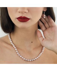 Set clasic din perle naturale lila 6 - 8 mm AAA