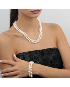 Set doua siraguri din perle naturale 6 - 8 mm AA si argint