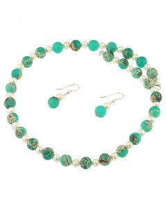 Set din perle naturale, jasp si argint