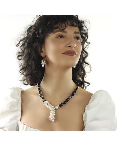 Set deosebit din agat lace negru si perle naturale
