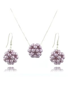 Set argint si mure din perle de Mallorca lila