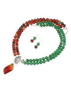 Set copac din agat curcubeu si jad verde
