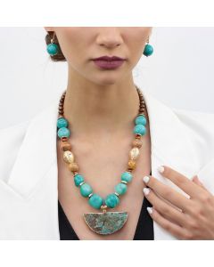Set "Goddess" din amazonit, agat crazy si perle naturale
